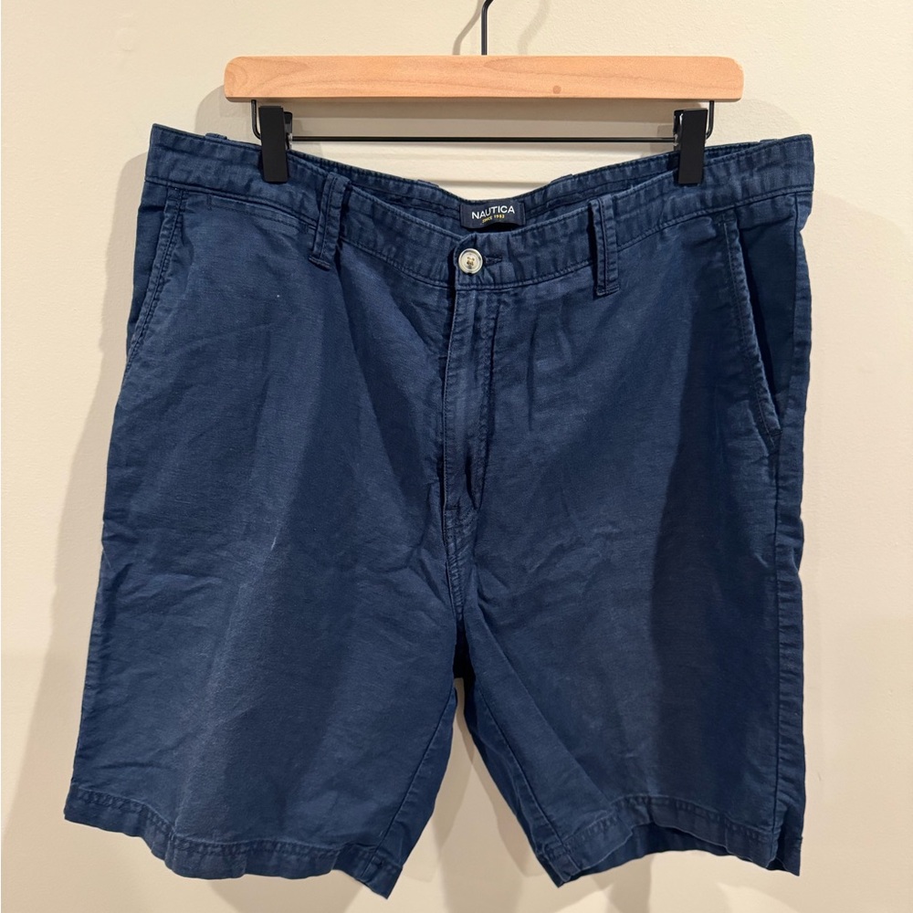 Men’s Nautica Bermuda Linen Blue‎ Shorts 36W